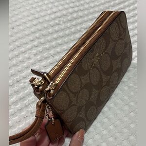 Coach Signature Brown Wristlet